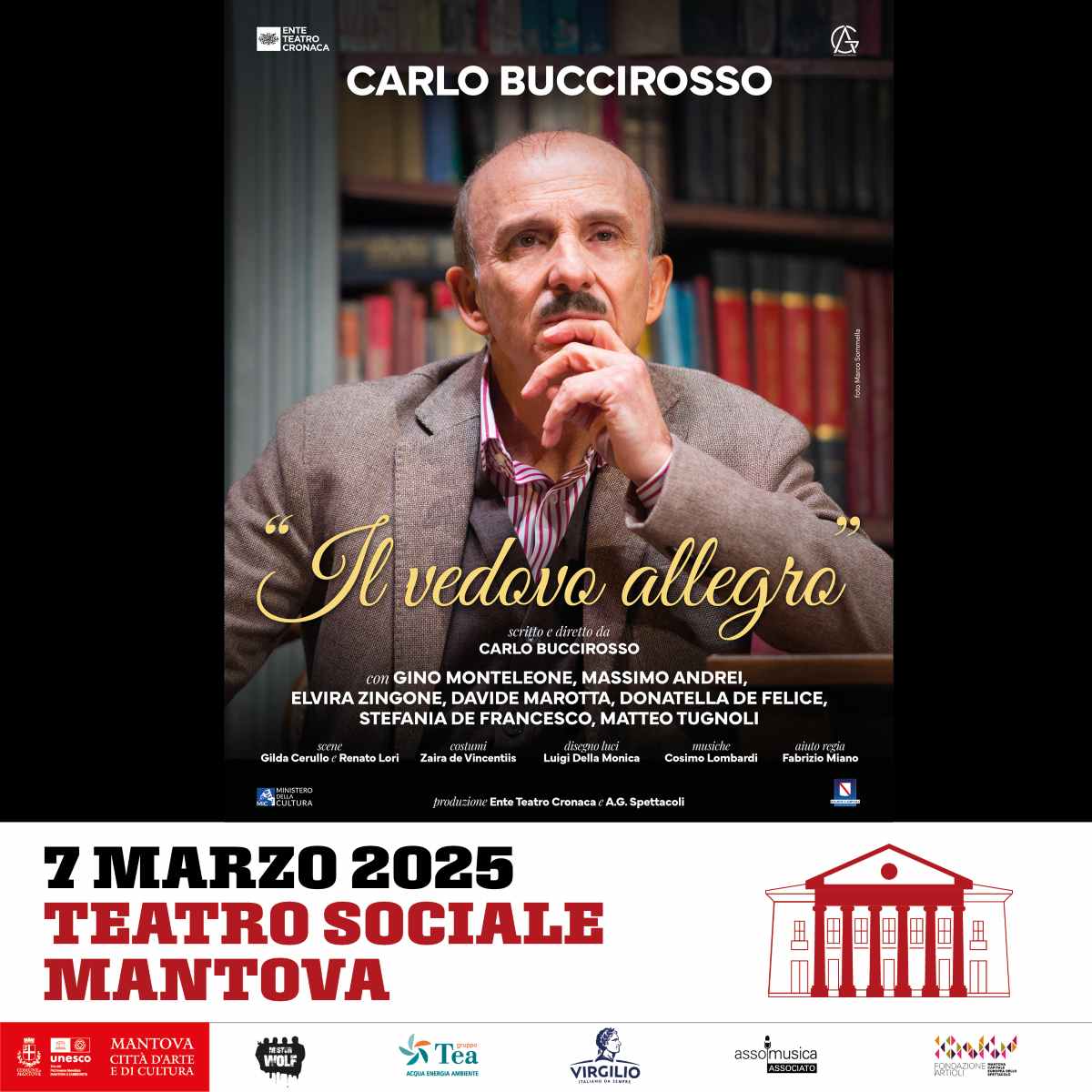 Featured image for ““Il Vedovo Allegro” il nuovo spettacolo di Carlo Buccirosso arriva a Teatro Sociale il 7 marzo 2025”